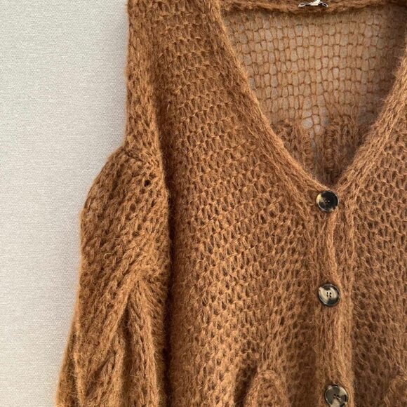 Loewe Anagram Brown Cardigan in Mohair - Picture 7 of 12